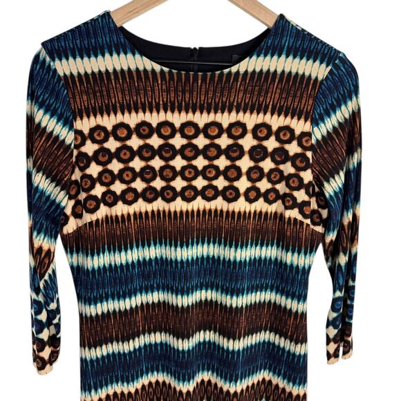 KAREN KANE Multi Pattern 3/4 Sleeve Stretchy Dress SZ LG - Picture 4 of 8